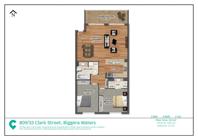 Floorplan of Homely apartment listing, 809/33 Clark Street, Biggera Waters QLD 4216