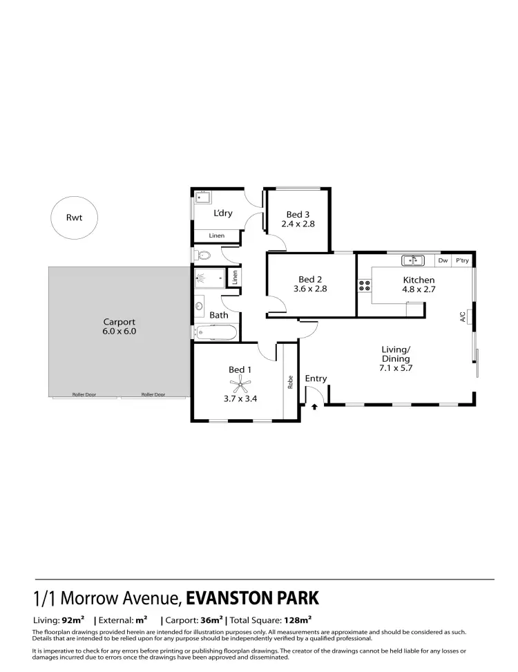 Floorplan of Homely villa listing, 1/1 Morrow Avenue, Evanston Park SA 5116