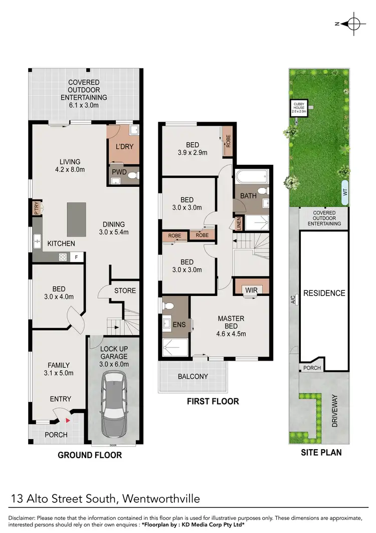 Floorplan of Homely semi-detached listing, 13 Alto Street, Wentworthville NSW 2145
