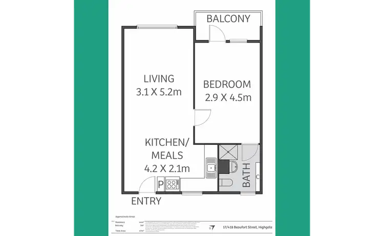 Floorplan of Homely unit listing, 17/418 Beaufort Street, Highgate WA 6003