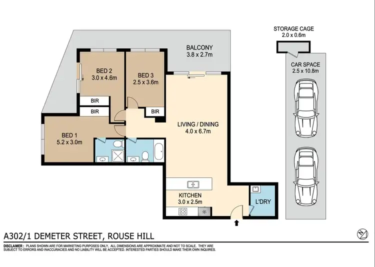 Floorplan of Homely apartment listing, 302/1 Demeter Street, Rouse Hill NSW 2155