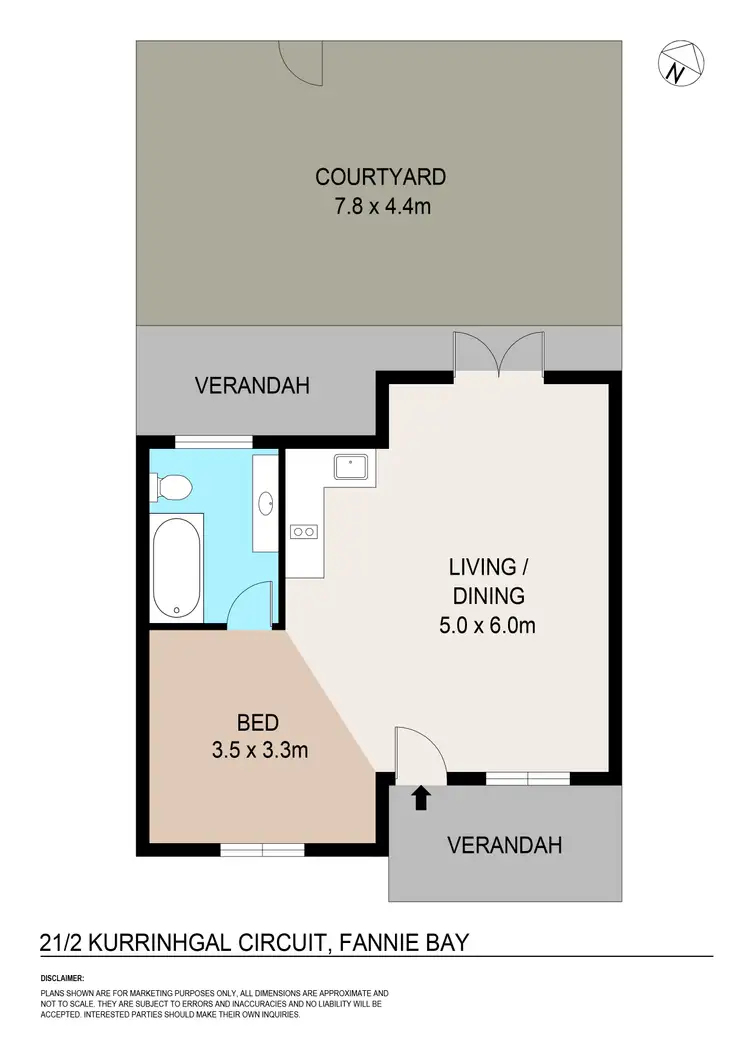 Floorplan of Homely studio listing, 21/2 Kurringal Court, Fannie Bay NT 820
