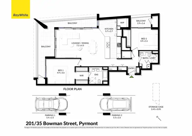 Floorplan of Homely apartment listing, 201/35 Bowman Street, Pyrmont NSW 2009