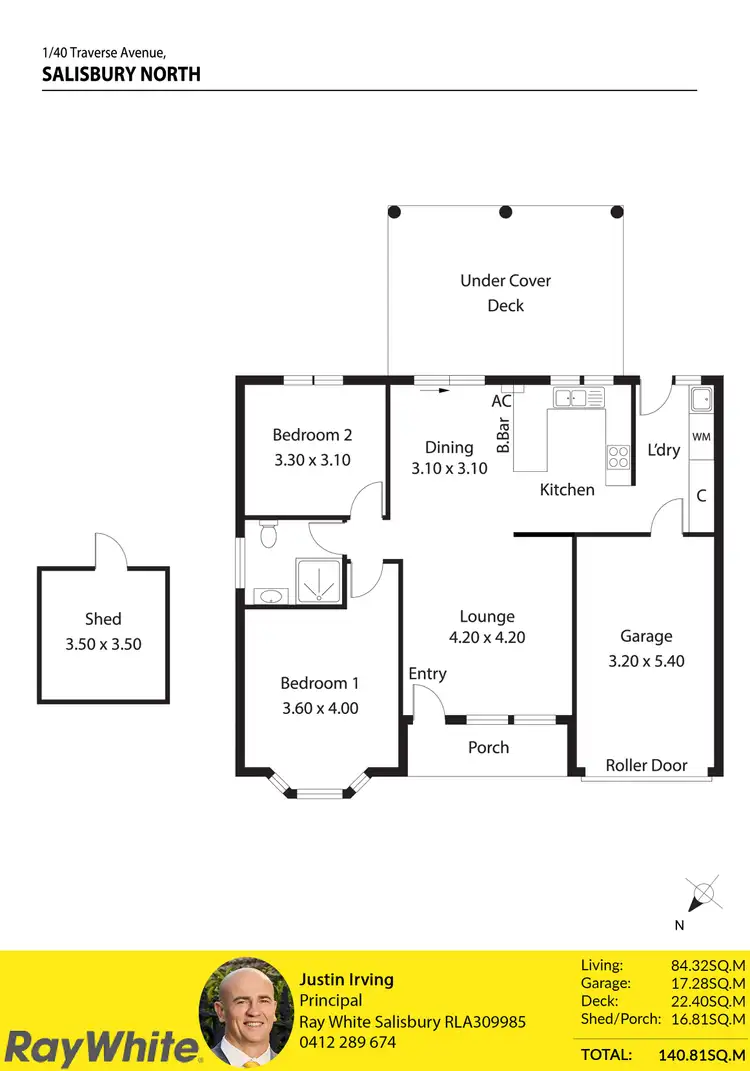 Floorplan of Homely unit listing, 1/40 Traverse Avenue, Salisbury North SA 5108