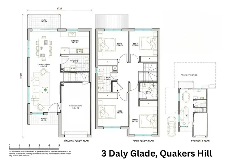 Floorplan of Homely townhouse listing, 3 Daly Glade, Quakers Hill NSW 2763