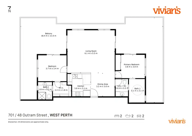 Floorplan of Homely apartment listing, 701/48 Outram Street, West Perth WA 6005