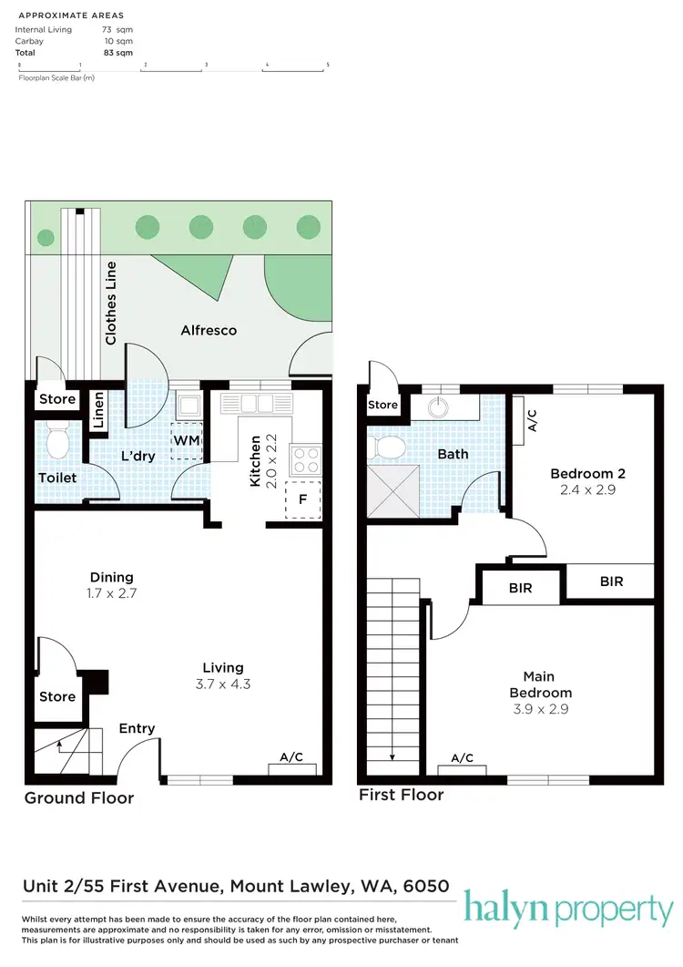 Floorplan of Homely townhouse listing, 2/55 First Avenue, Mount Lawley WA 6050