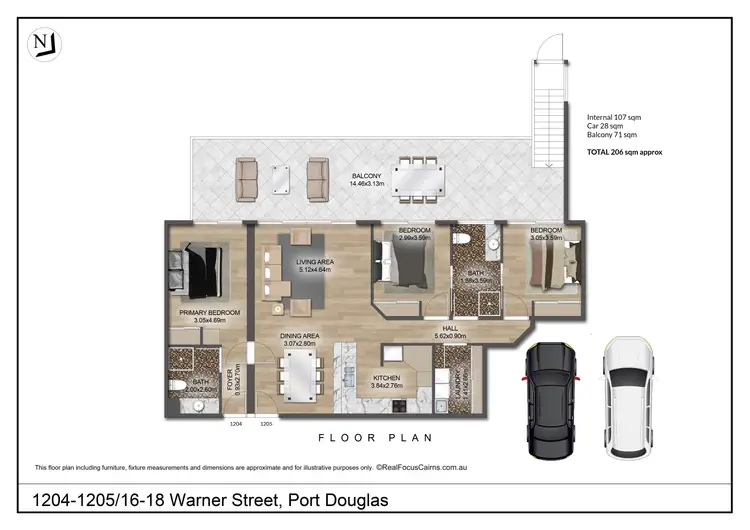 Floorplan of Homely apartment listing, 1204-1205/16-18 Warner Street, Port Douglas QLD 4877