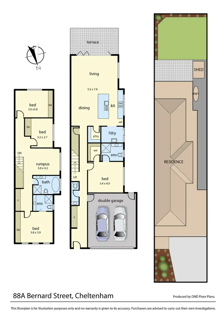 Floorplan of Homely townhouse listing, 88A Bernard Street, Cheltenham VIC 3192