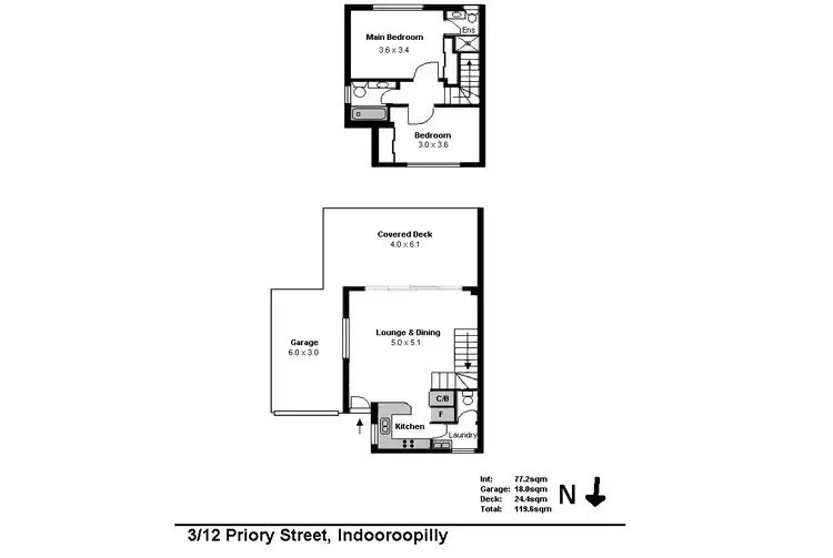 Floorplan of Homely townhouse listing, 3/12 Priory Street, Indooroopilly QLD 4068