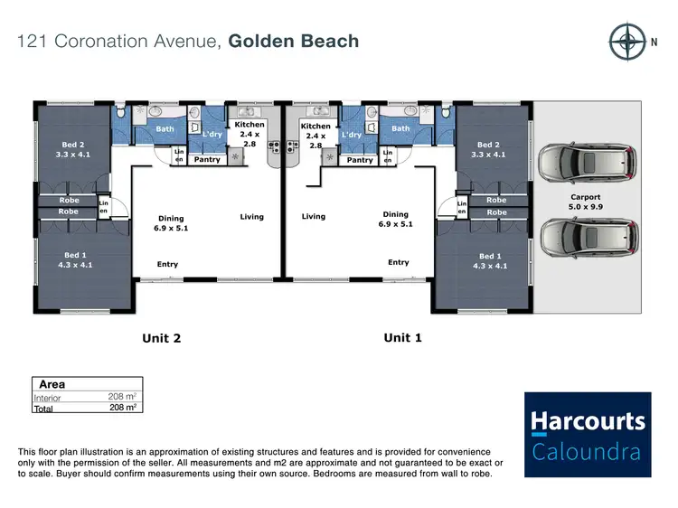 Floorplan of Homely semi-detached listing, 1/121 Coronation Avenue, Golden Beach QLD 4551