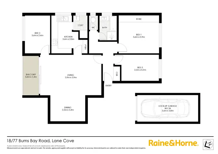 Floorplan of Homely apartment listing, 18/77-81 Burns Bay Road, Lane Cove NSW 2066