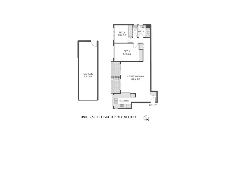 Floorplan of Homely apartment listing, 3/55 Bellevue Terrace, St Lucia QLD 4067