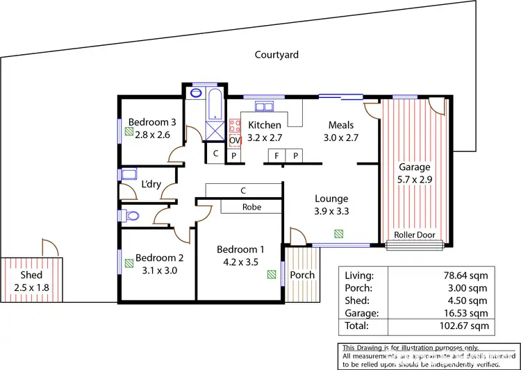 Floorplan of Homely unit listing, 3/67 The Grove Way, Salisbury Heights SA 5109
