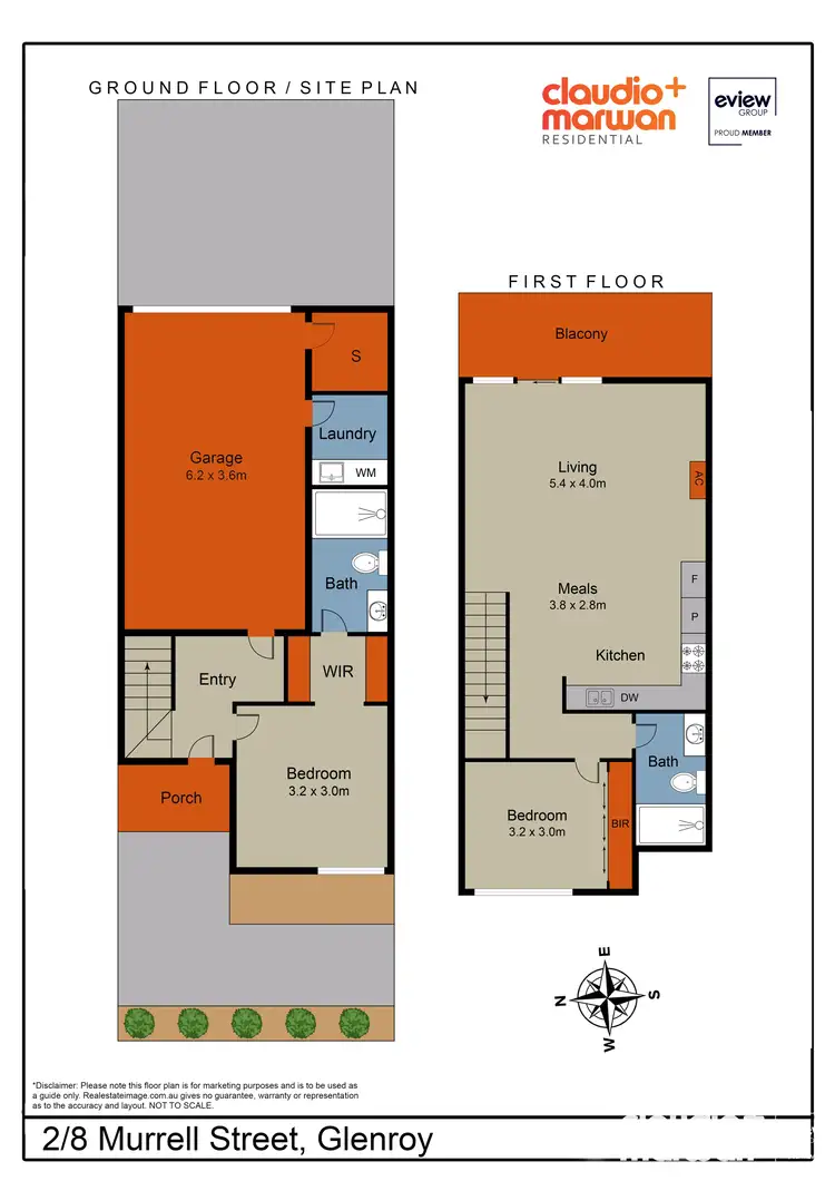 Floorplan of Homely townhouse listing, 2/8 Murrell Street, Glenroy VIC 3046