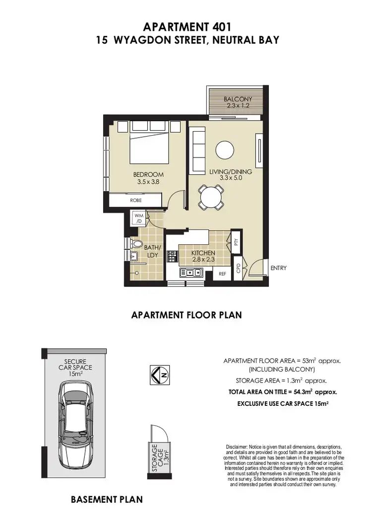 Floorplan of Homely unit listing, 401/15 Wyagdon Street, Neutral Bay NSW 2089