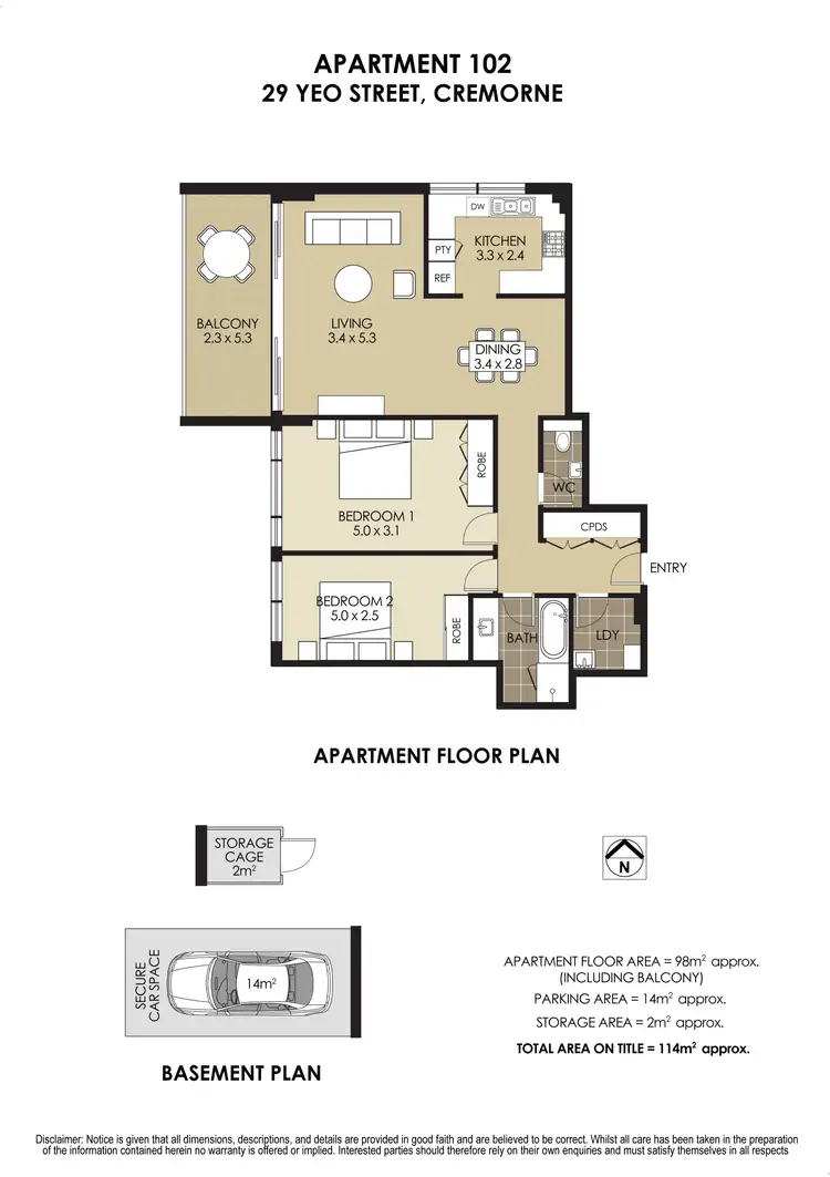 Floorplan of Homely apartment listing, 102/29 Yeo Street, Neutral Bay NSW 2089