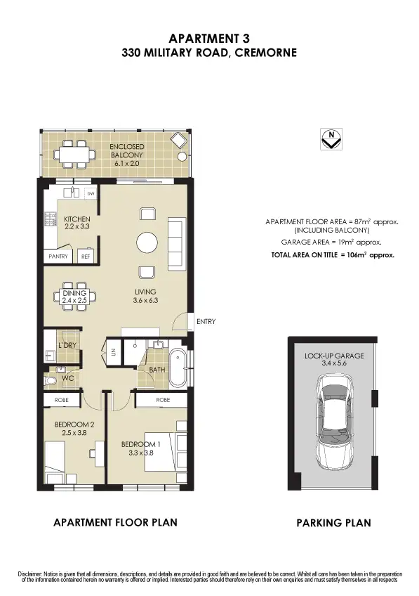Floorplan of Homely apartment listing, 3/330 Military Road, Cremorne NSW 2090