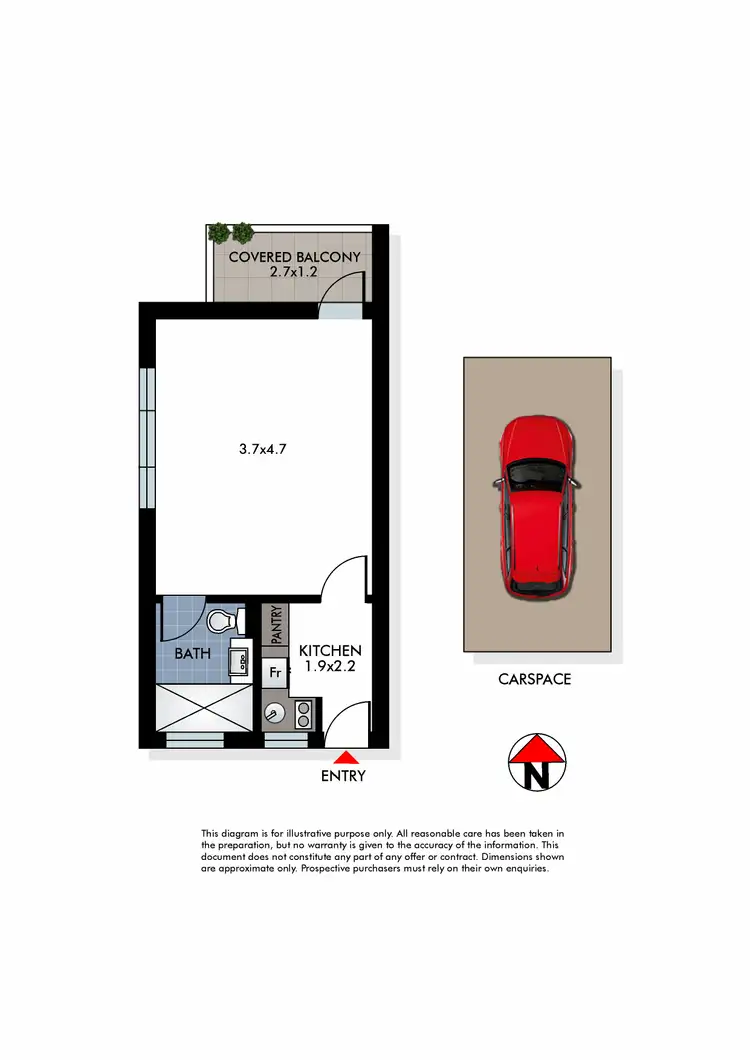Floorplan of Homely studio listing, 13/100 Brougham Street, Potts Point NSW 2011