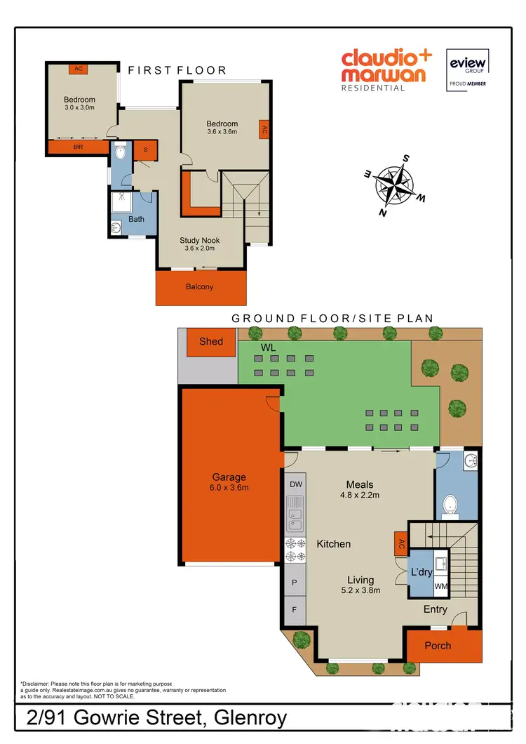 Floorplan of Homely townhouse listing, 2/91 Gowrie Street, Glenroy VIC 3046