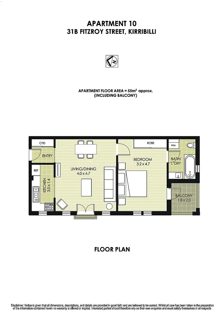 Floorplan of Homely apartment listing, 10/31B Fitzroy Street, Kirribilli NSW 2061