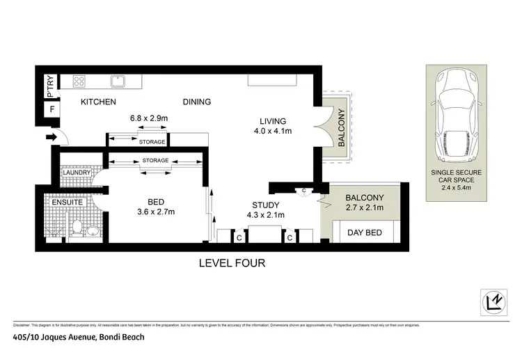 Floorplan of Homely apartment listing, 405/10 Jaques Avenue, Bondi Beach NSW 2026