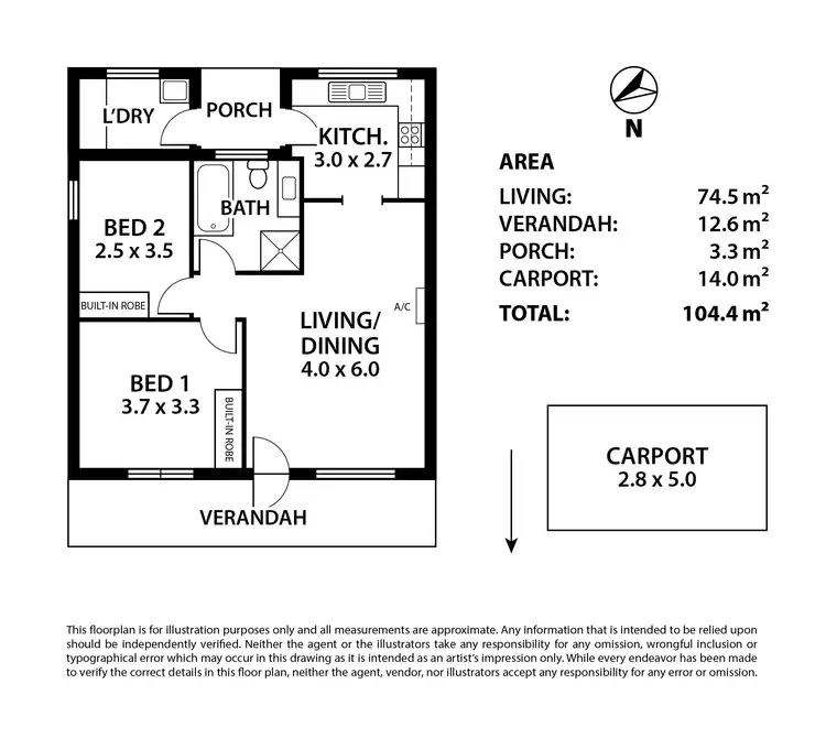 Floorplan of Homely unit listing, 2/7 Parker Avenue, Strathalbyn SA 5255