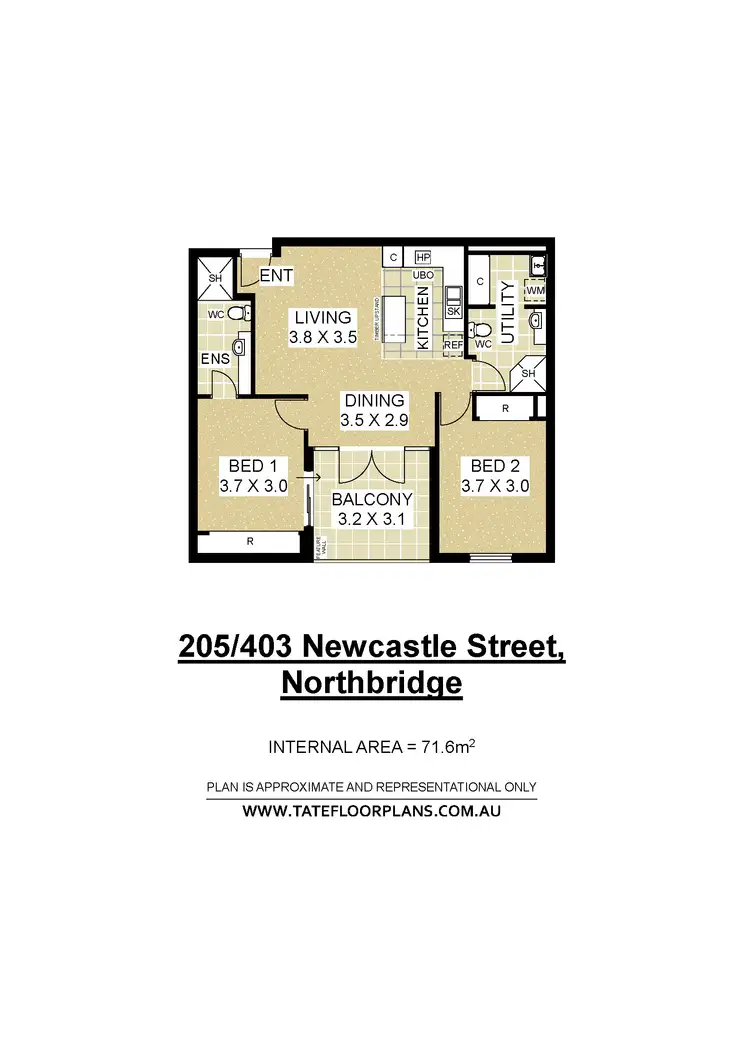 Floorplan of Homely apartment listing, 205/403 Newcastle Street, Northbridge WA 6003