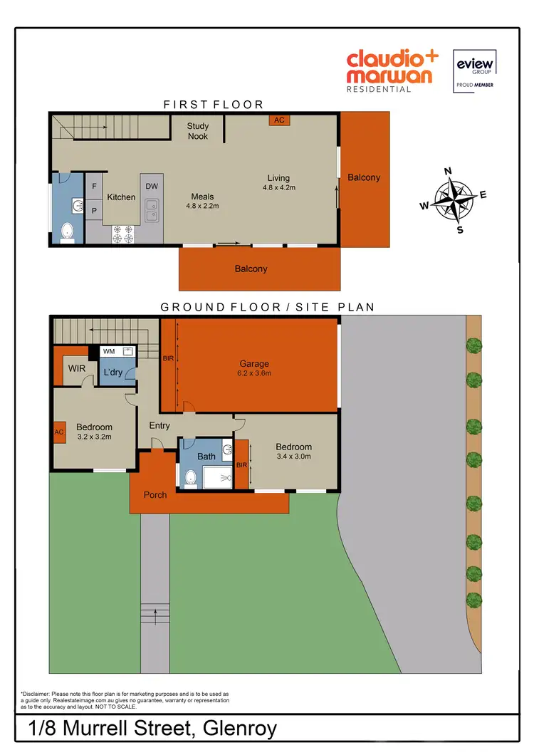 Floorplan of Homely townhouse listing, 1/8 Murrell Street, Glenroy VIC 3046