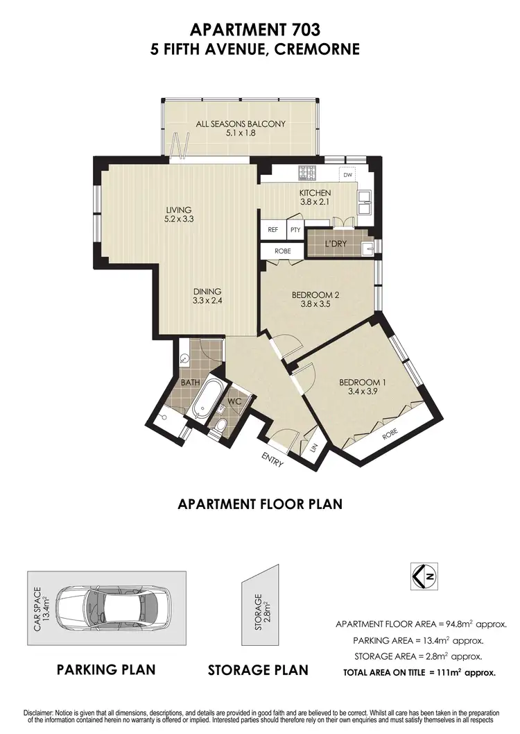 Floorplan of Homely apartment listing, 703/5 Fifth Avenue, Cremorne NSW 2090