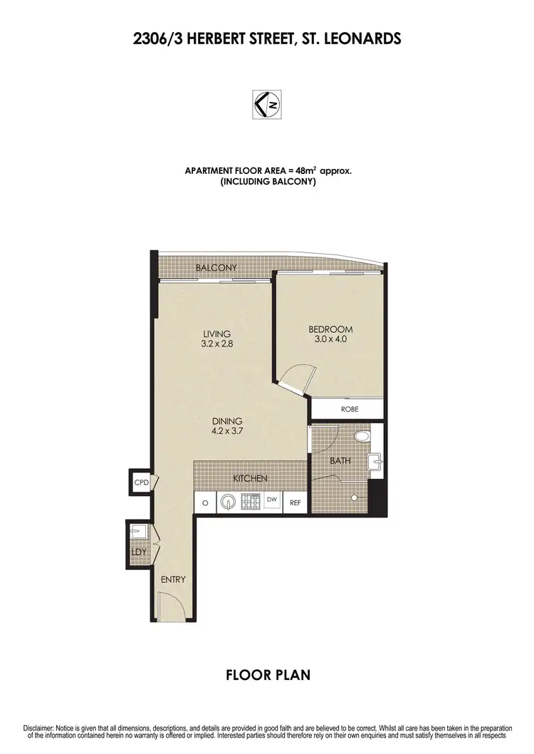 Floorplan of Homely apartment listing, 2306/3 Herbert Street, St Leonards NSW 2065