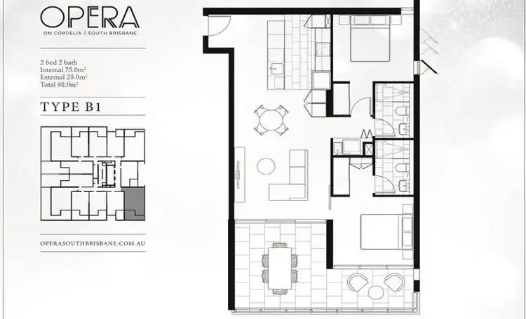 Floorplan of Homely apartment listing, 1301/47 Cordelia Street, South Brisbane QLD 4101