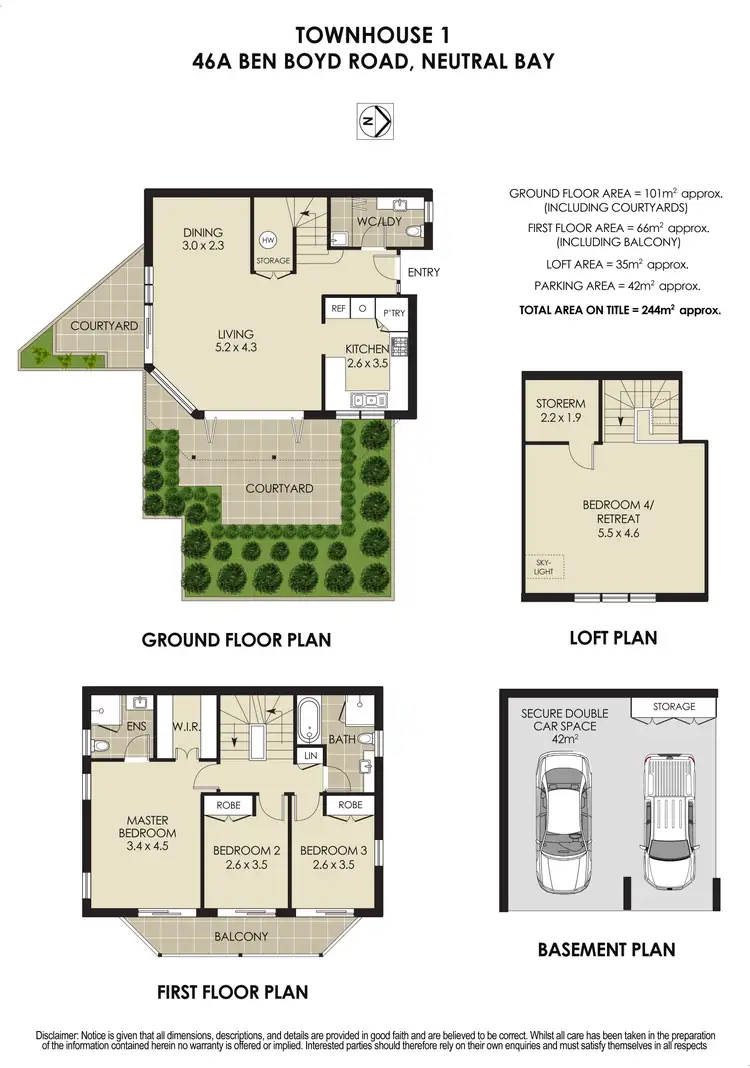 Floorplan of Homely townhouse listing, 1/46A Ben Boyd Road, Neutral Bay NSW 2089