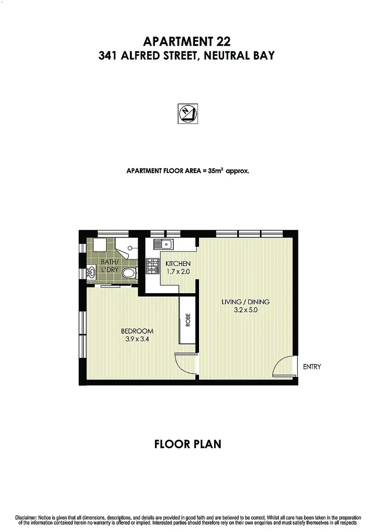 Floorplan of Homely apartment listing, 22/341 Alfred Street, Neutral Bay NSW 2089
