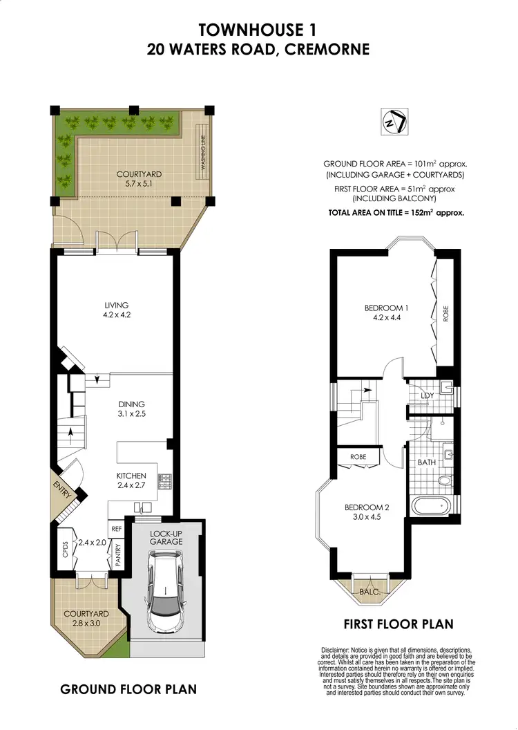 Floorplan of Homely townhouse listing, 1/20 Waters Road, Neutral Bay NSW 2089