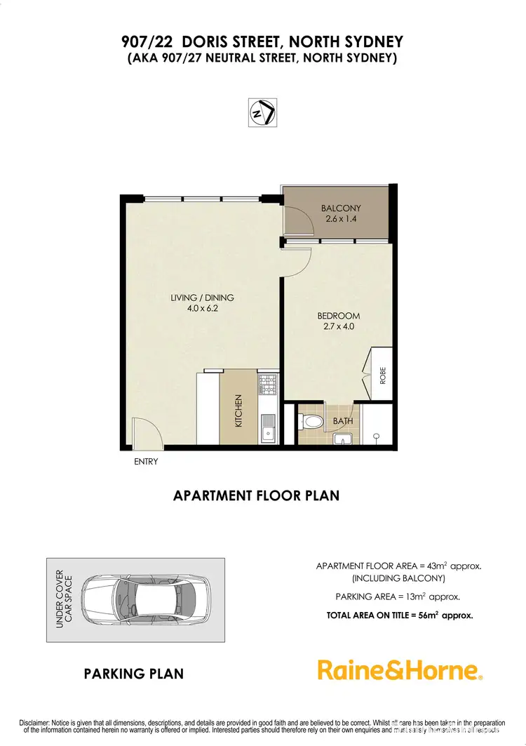Floorplan of Homely unit listing, 907/22 Doris Street, North Sydney NSW 2060