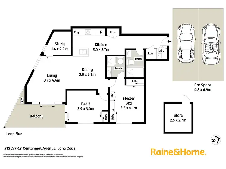 Floorplan of Homely apartment listing, 512C/7-13 Centennial Avenue, Lane Cove NSW 2066