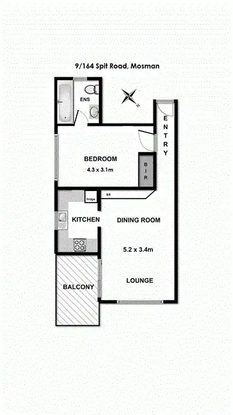Floorplan of Homely unit listing, 9/164 Spit Road, Mosman NSW 2088