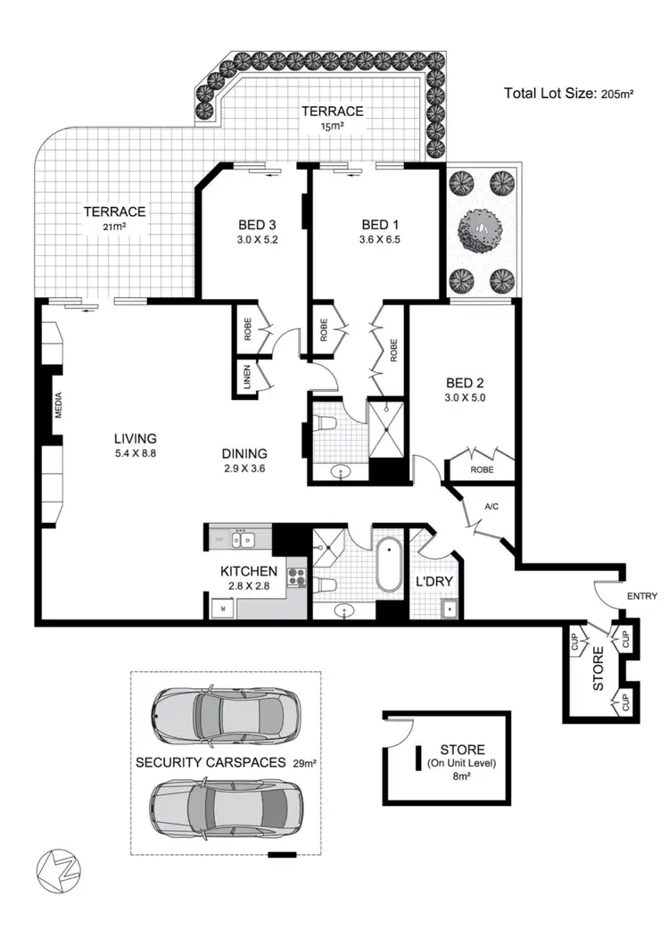 Floorplan of Homely apartment listing, Absolute Waterfront 401/1-5 Cary Street, Drummoyne NSW 2047