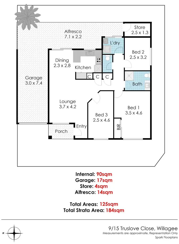Floorplan of Homely villa listing, 9/15 Truslove Cl, Willagee WA 6156