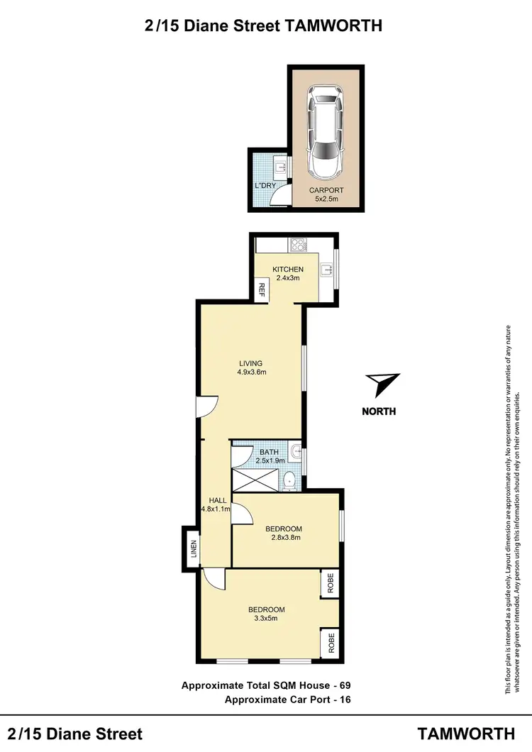 Floorplan of Homely unit listing, 2/15 Diane Street, Tamworth NSW 2340