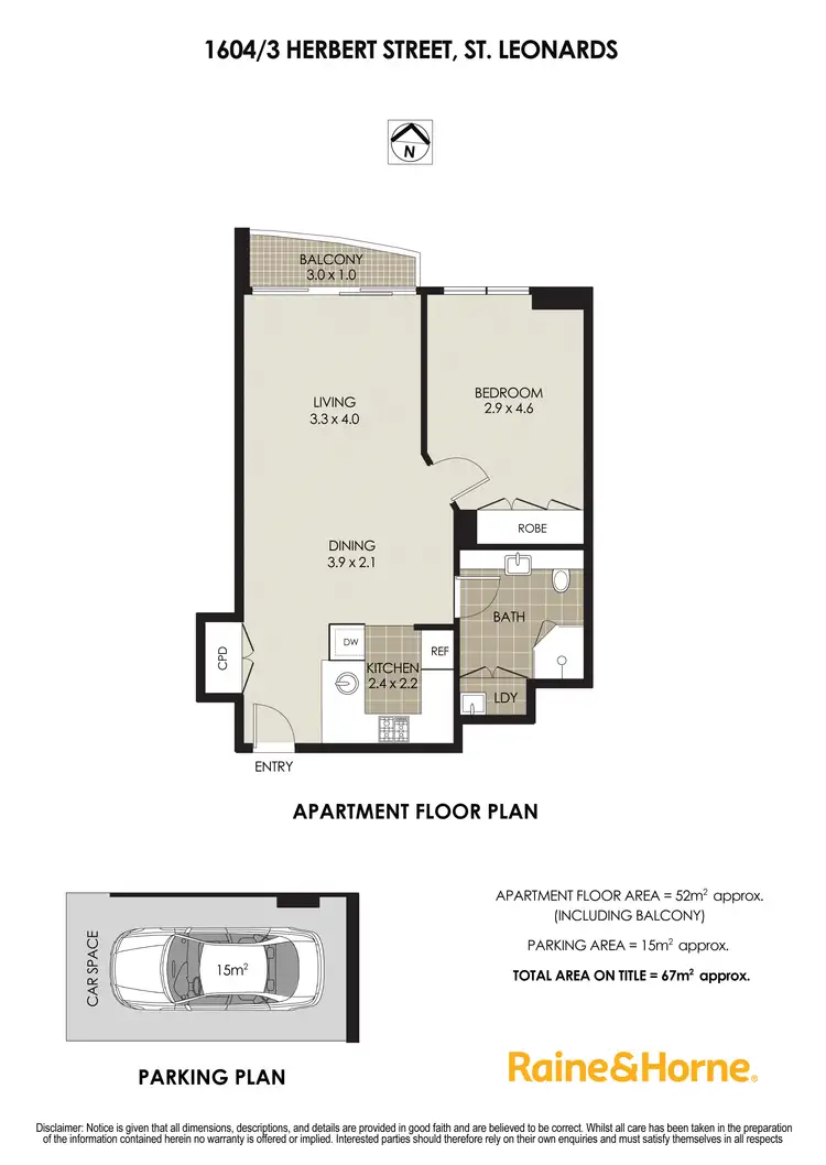 Floorplan of Homely apartment listing, 1604/3 Herbert Street, St Leonards NSW 2065