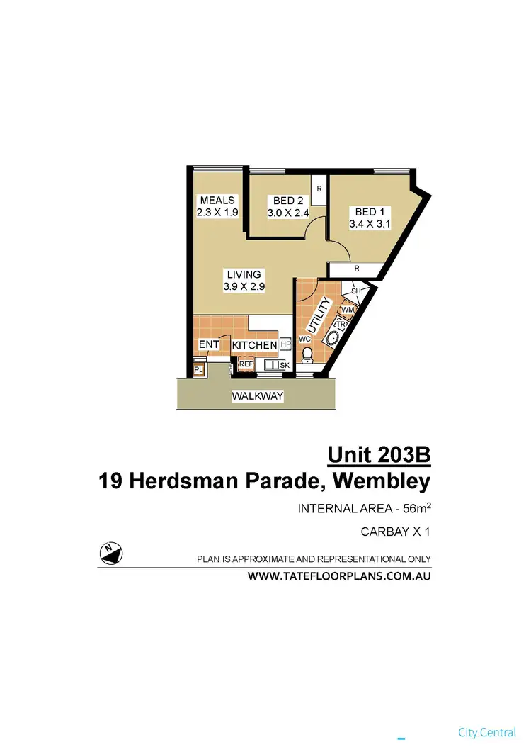 Floorplan of Homely apartment listing, 203B/19 Herdsman Parade, Wembley WA 6014
