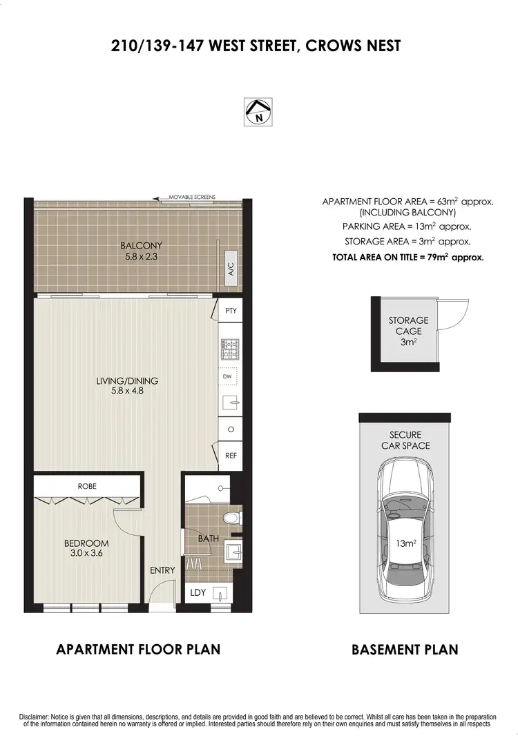 Floorplan of Homely apartment listing, 210/139 West Street, Crows Nest NSW 2065