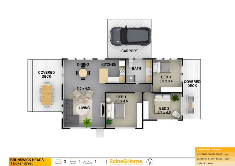 Floorplan of Homely house listing, 1 Bower Street, Brunswick Heads NSW 2483