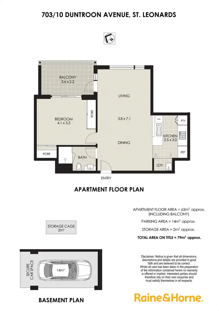 Floorplan of Homely apartment listing, 703/10 Duntroon Ave, St Leonards NSW 2065
