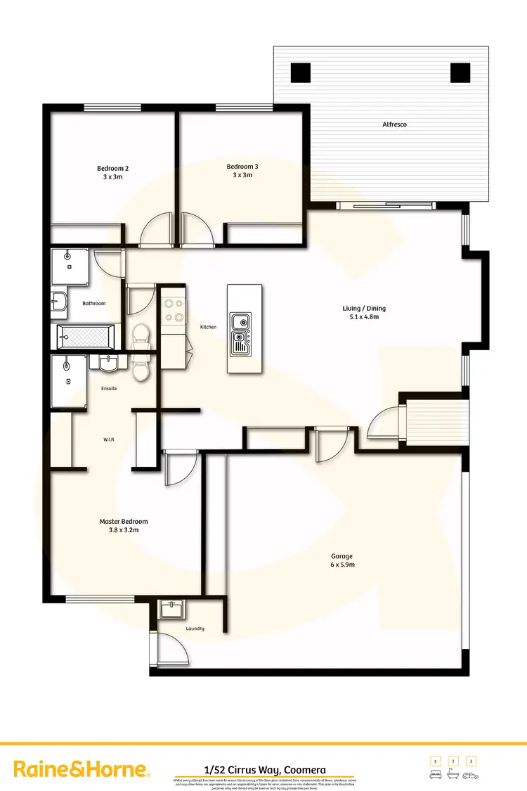 Floorplan of Homely semi-detached listing, 1/52 Cirrus Way, Coomera QLD 4209