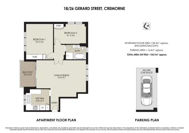 Floorplan of Homely apartment listing, 18/26 Gerard Street, Cremorne NSW 2090