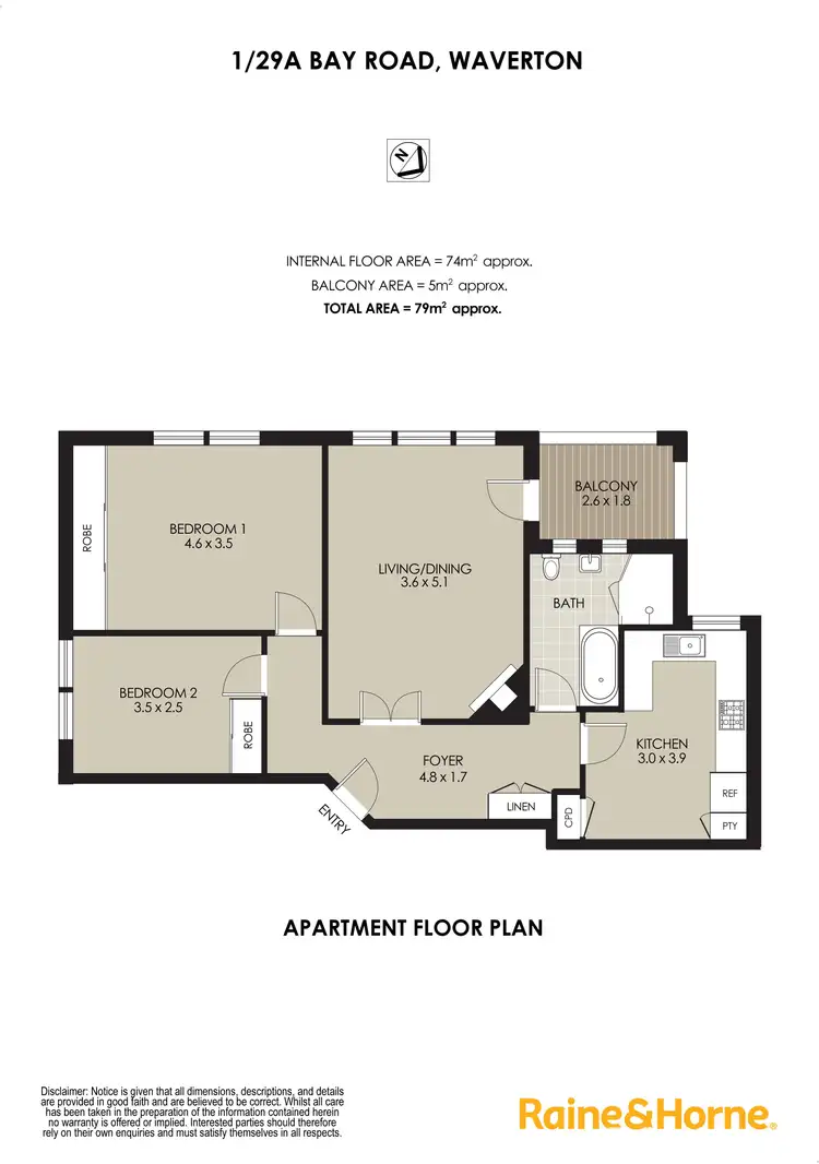 Floorplan of Homely apartment listing, 1/29A Bay Road, Waverton NSW 2060