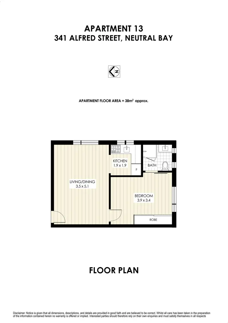 Floorplan of Homely apartment listing, 13/341 Alfred Street, Neutral Bay NSW 2089